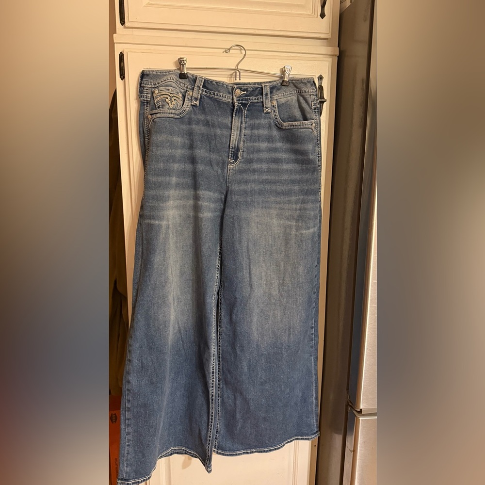 Women’s Rock revival Baggy Blue Jeans - Picture 7 of 8